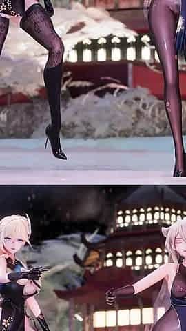 [mmd] Yolandel & Rita Chocolate Cream Double Striptease Black Silk Pantyhose Big Nipple Nipple Milk Chain Red Sole High Heels