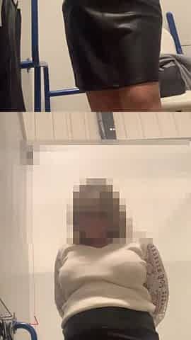 Julie in M&s Locker Room - No Knickers Under Skirt, Sits on Dildo Then Tries on Skirts in Tan Tights