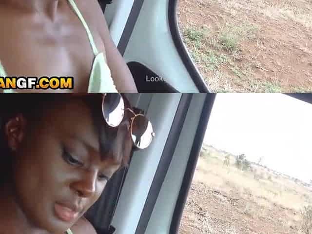 Bratty Ebony GF Rammed Like A Bitch By Hung Euro BF During Safari Voyage