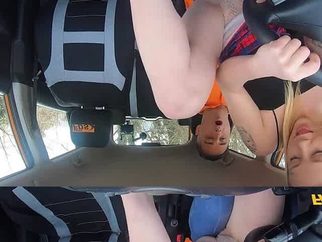 Dashing and tattooed blonde gets screwed by her driving instructor in his car