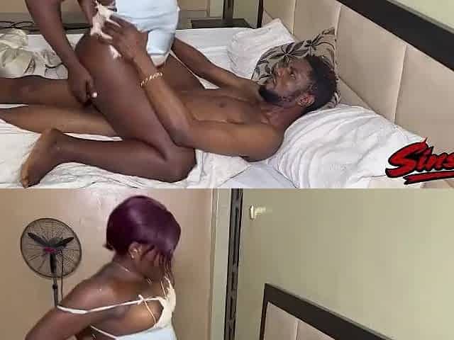 Nigerian hotty gives a fine ride on a large ebony knob