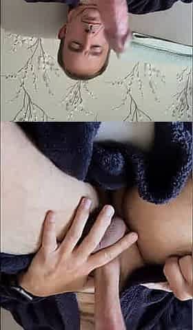 Big cock and bathrobe