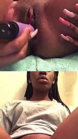 Hawt lewd black chick sextoy bang vagina