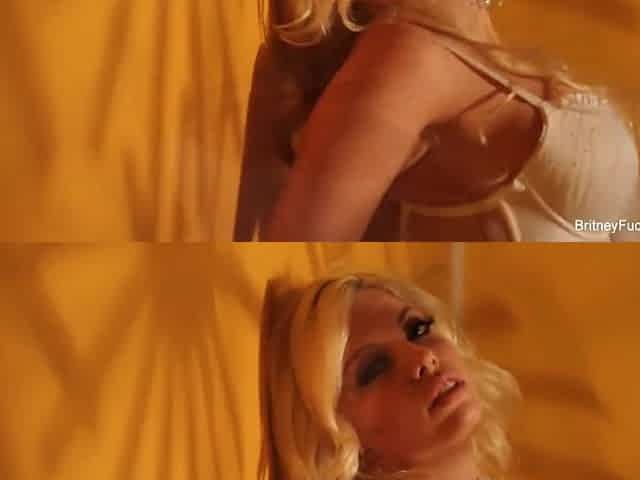 Breasty golden-haired Britney teases and toys her snatch