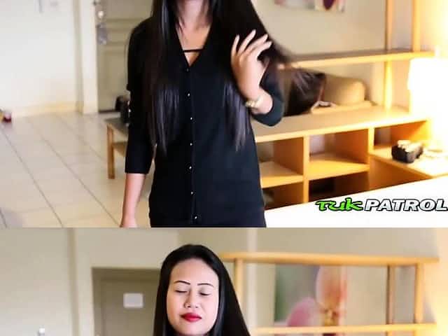 Very petite Asian hooker gets fucked hard over some shoes