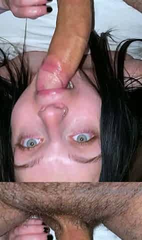 Mature brunette amateur giving a great POV blowjob