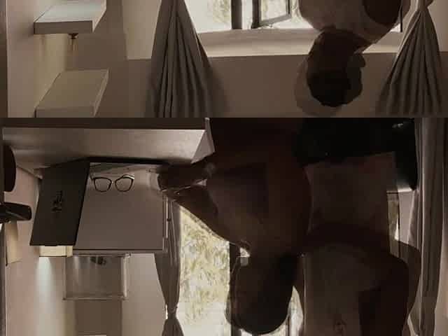Porn model screwed in her home office by her much smaller roommate.