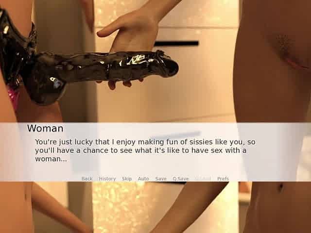 Small Cock Sissy Humiliation with Woman on Big Black Dildo