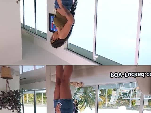 Wet black teen widens wide for large casting penis
