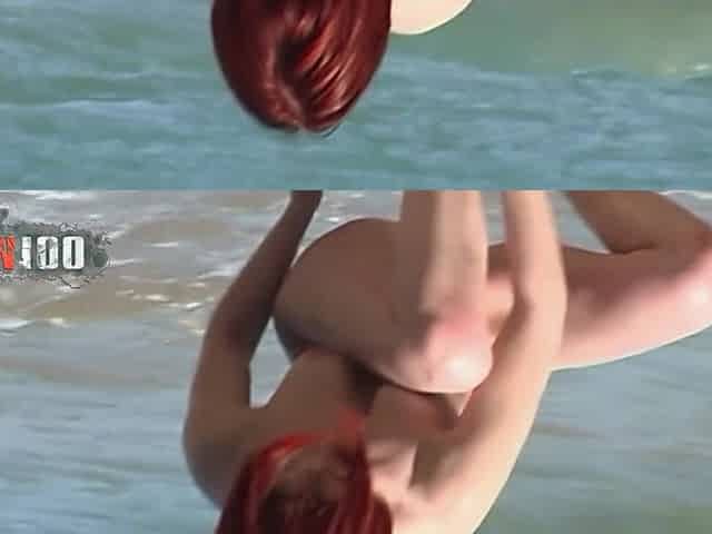 Mahylis: Gorgeous Petite French Redhead Mahylis Strips Naked on the Beach