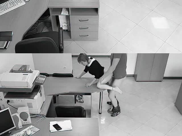 Boss fucked his married secretary on the table and filmed it on a spycam