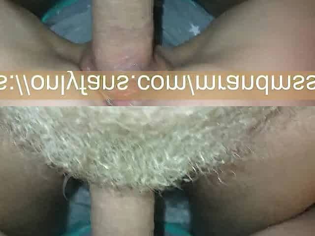 hotty saddled the wang and rides on it close-up