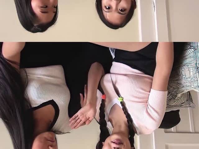 Two kinky lesbian asian beauties teasing each other and