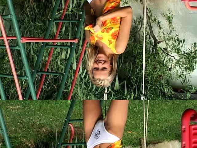 Young blonde teen strips and toys with her cunt online