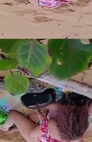Spying Lesbians fucking scissoring in the beach
