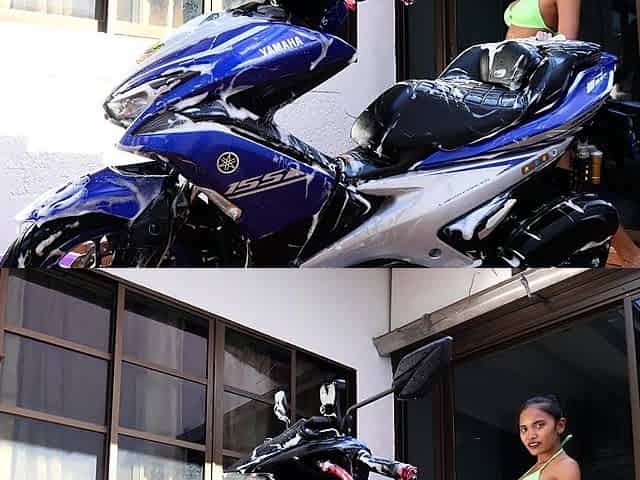 Big booty Thai GF motobike wash and big ass anal penetration