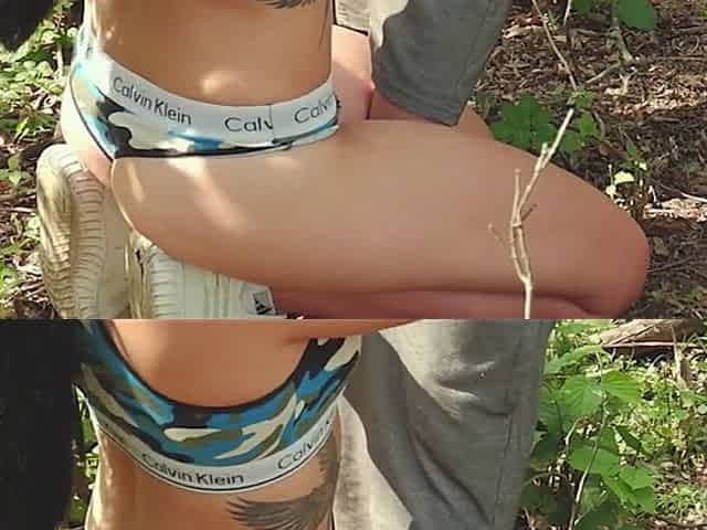Black Lynn Sucks Fat Hard Boner Outdoors Until Hot Cum Shoots in Her Mouth
