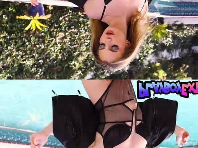 The sexiest all natural blond teen Lareina Tay posing bare by the pool