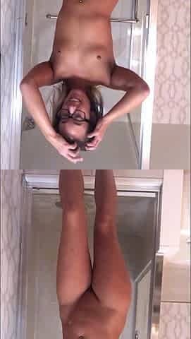 Skinny small titted blonde in shower