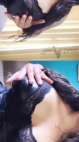 PRETTY GOTHIC HOTTY TAKES OUT HER BIGGEST NATURAL MELONS TO THE DELIGHT OF HER FANS