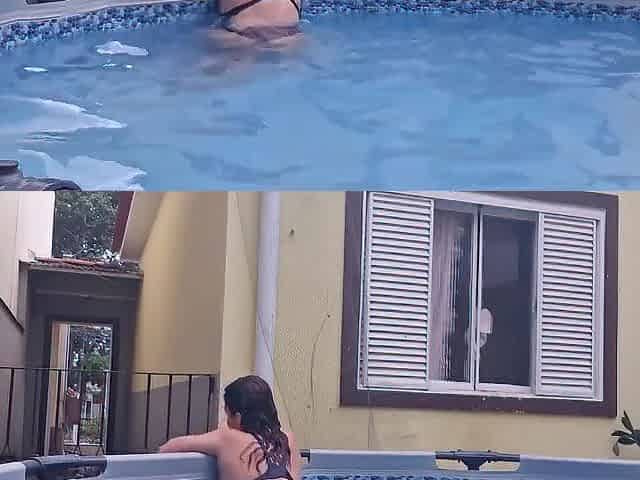 Your Nude Neighbour Showing off in the Pool.