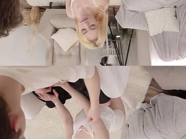 Blonde Eva's tight teen anus explored in naughty Russian accents