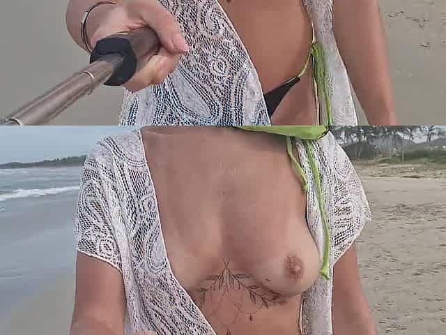 public flashing of titties on a public beach in the Caribbean