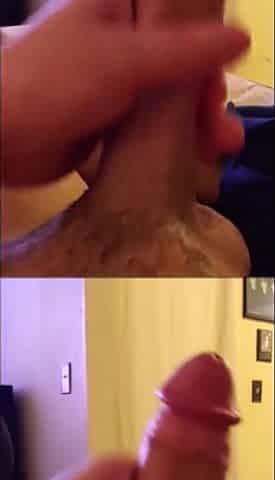 COLLEGE HUNK STROKING & CUMMING ON HIMSELF FOR FIRST TIME THIS YEAR!!