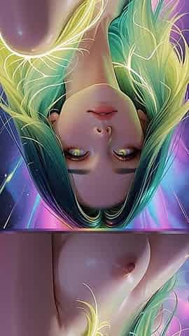 Cosmic Neon Beauty Portrait with Luminous Eyes Dreamlike Fantasy Ai Art Slideshow