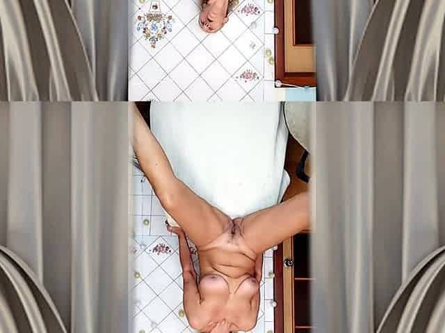 Hot Housewife Lukerya Takes off Her Black Panties and White T-shirt in the Kitchen and Teases Her Fans.