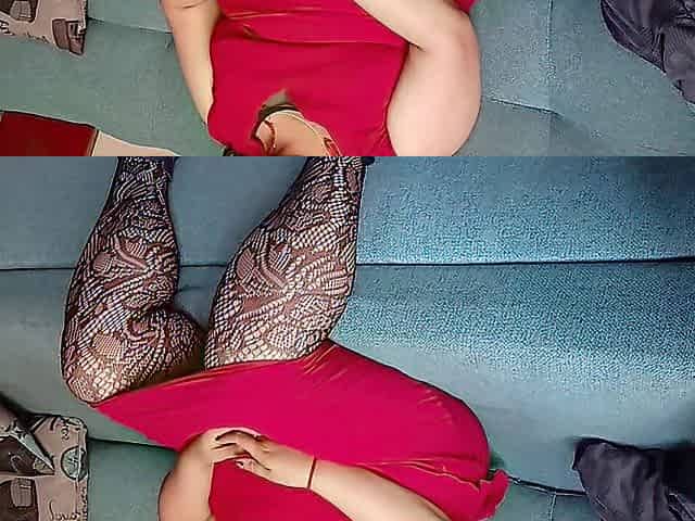 tugjob & giving a kiss my stepson with hot red nails and suit