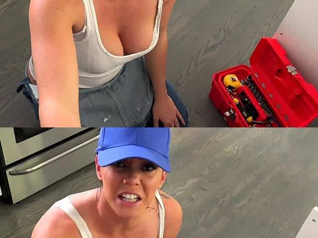Nasty brunette pornstar with big boobs