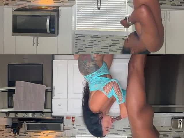 Queen Rogue ignites kitchen orgy fire with intense sensual passion