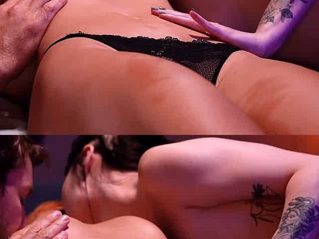 Ebony petite small titted slut handjob to lucky white dude