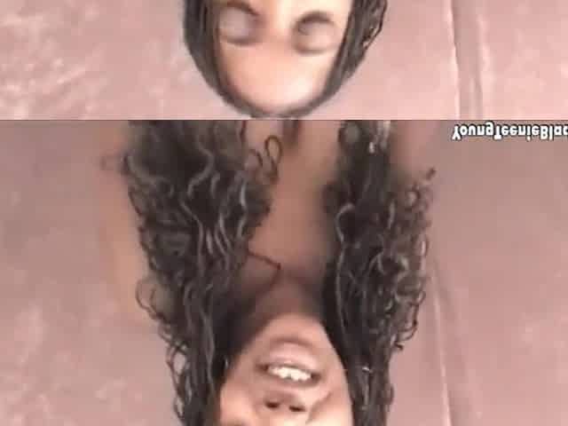 Cum hungry black floozy goes down on wang in POV close up