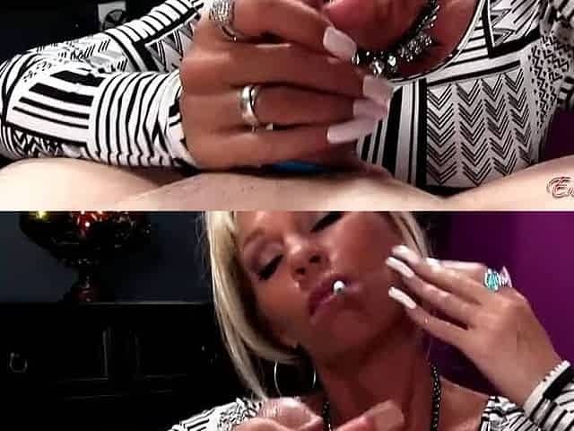 Erotic Nikki smoking two making cum