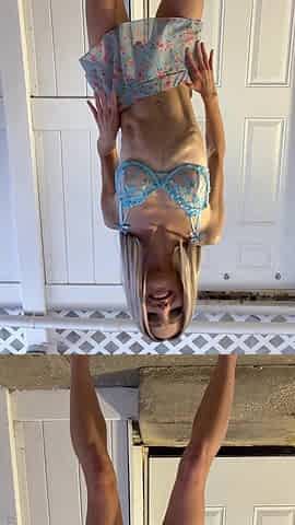 POV Petite Blonde Dances in Skirt and Strips for You