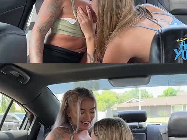 Twat Licking Pleasure in the Back Seat with Hayley Davies and Beauty Youngs