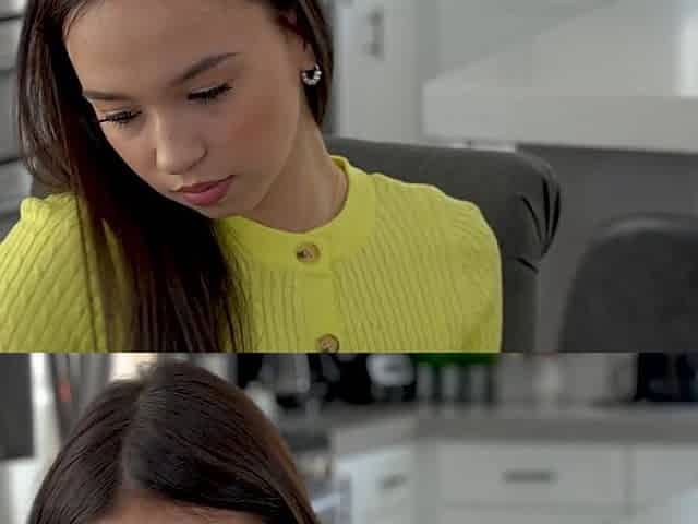 Shy Asian girl Dakota Tyler moans while riding a hard white dick