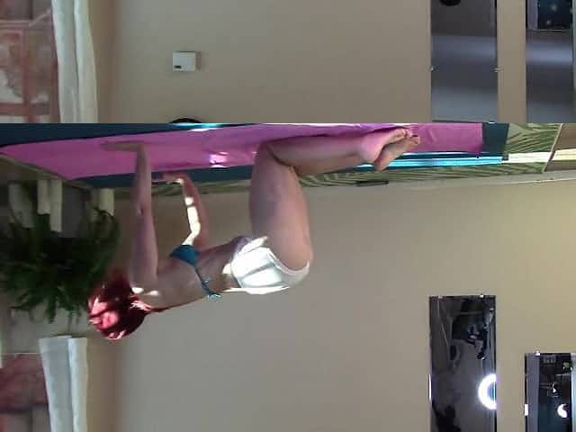 Aurora Willows stretching in the sunlight Beauty pose and front lung