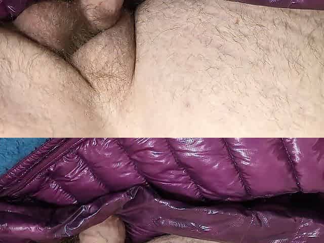 Cuming on Girlfriend's Pink G.W. Down Jacket