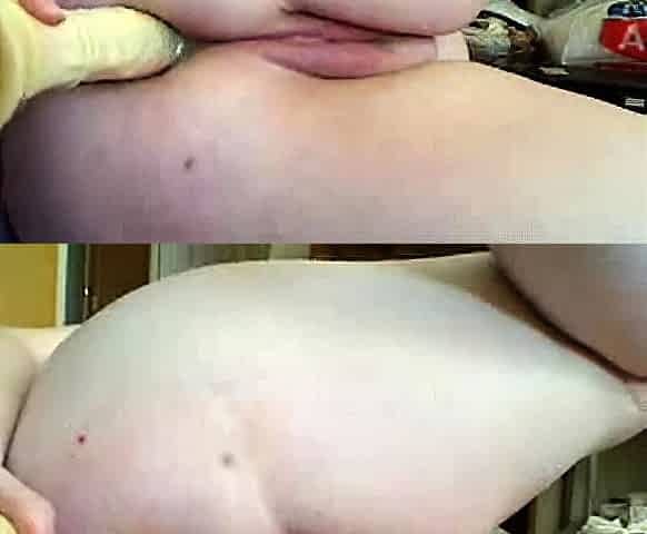 Dildo in Chubby Girl's Ass on Webcam