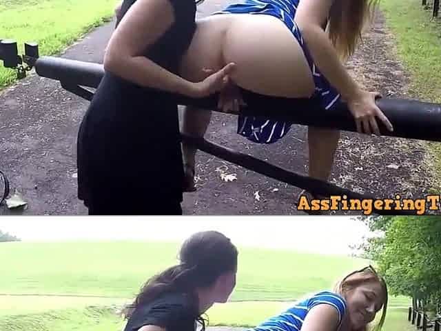 2 pretty masturbating outdoors