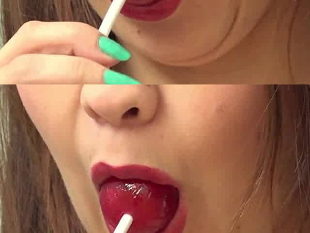 Chupa Chups for in my shaggy pussy and on my large bazookas. Amateur.