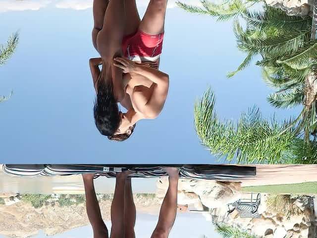 Excellent pool fuck for a petite ebony babe with insane ass