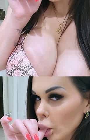 Busty curly brunette with big boobs fucks on couch