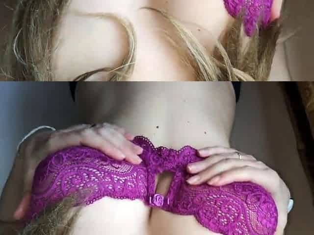 Busty Milf Tries on a Purple Bra