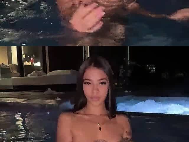 I invited her to the pool to bang her and cum on her round booty!