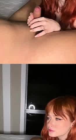 Amateur redhead Milf sucks and fucks a guy