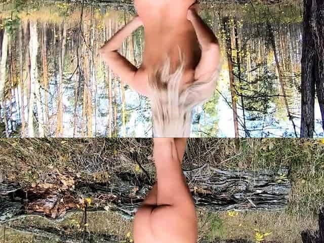 Naked Blonde with a Big Ass Strolls Through the Forest